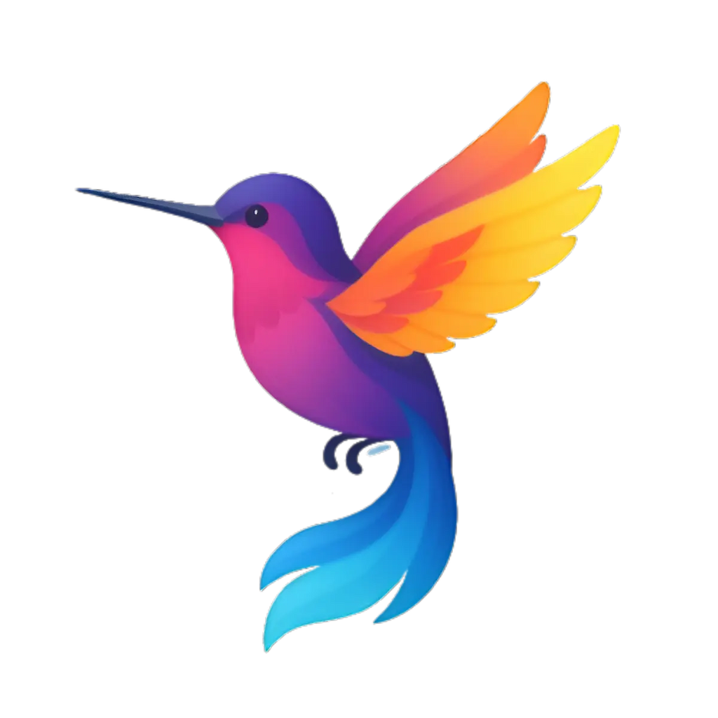 Colibrí colorido con las alas extendidas